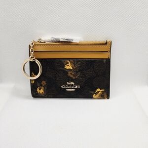 Coach Mini Skinny Id Case In Signature Canvas With Floral Print